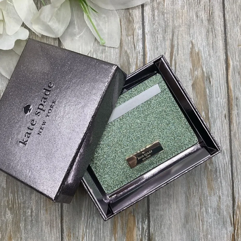 Kate Spade Kenzie Boxed Glitter Small Cardholder Wallet Bag Purse